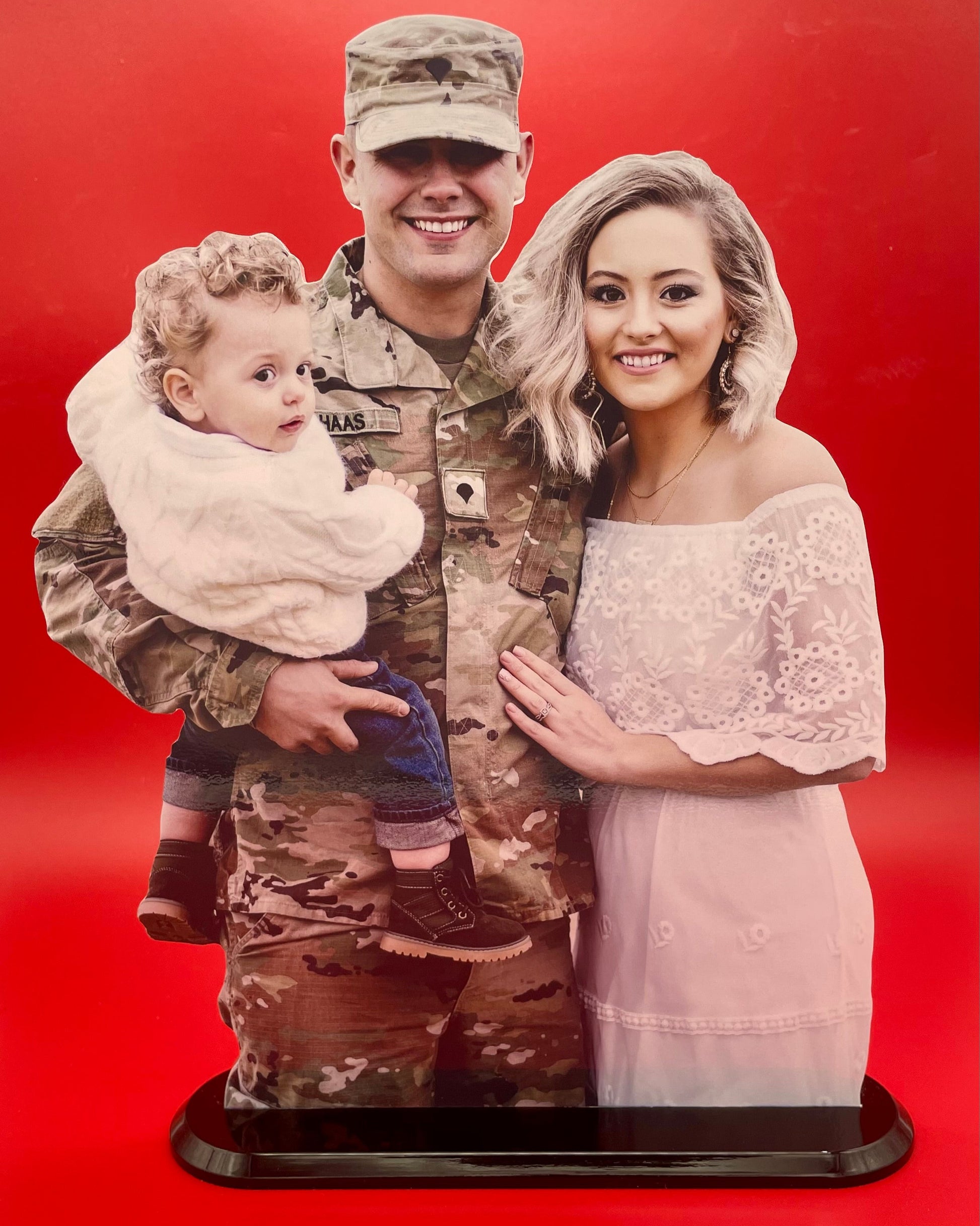 custom photo display of military family